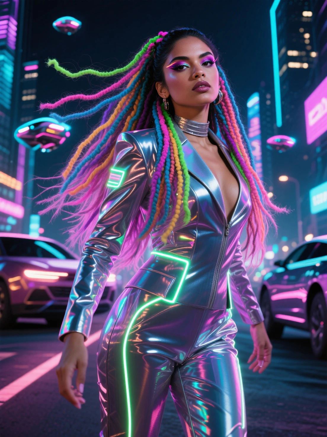 picture of a woman with long and bright hair, beautiful digital illustration, stunning digital illustration, gorgeous digital art, beautiful artwork illustration, beautiful digital artwork, beautiful digital art, exquisite digital illustration, complex digital painting, very beautiful digital art, bright digital painting, beautiful gorgeous digital art, Psychedelic loose hair, colorful digital painting, Inspiring digital art, stylized digital art, green hair, dress made of green leaves, light blue eyes