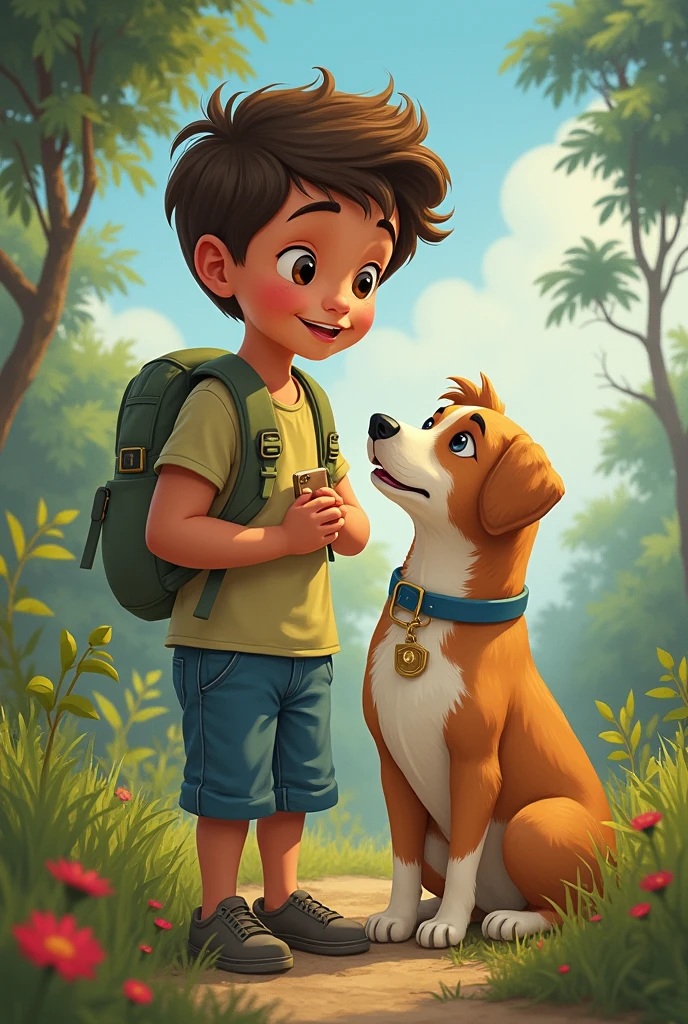 That same boy with a dog
