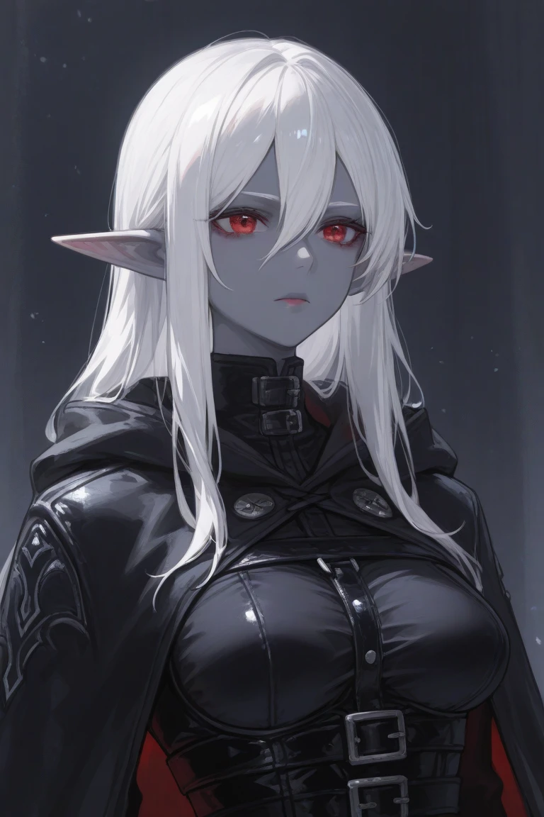 score_9, score_8_up, score_7, score_6, score_5, Score_4, rating_safe,
1girl, solo, female, (dark elf),drow, mature female, motherly, mommy,
(((black skin))), (Midnight skin), ((dark skin)), (skindentation),
long hair, (white hair), (hair over one eye), (blunt bangs), red eyes,
seductive eyes,
thick lips,closed mouth, prideful aroused, horny, ((tired)), (sad), (bags under eyes), (annoyed),
((medium breasts)),
robes,
standing, default pose,
blank background, empty background,
arms behind back,
((headshot)), (portrait),
<lora:Vanillaware_all_in_one_PonyXL_style_v01:0.4>,  <lora:Turtle.Fish.Paint_Hirame_Sensei_Assorted_Doujins_Art_Style_Blend_PonyXL:0.6>,  <lora:style_nijiserenepastel:0.3> style,  <lora:Syvaron:0.2>,  <lora:ratatatat74_mr.skulls_MY_HERO_HAREM_Doujin_Artstyle_PonyXL:1> <lora:ra_xl_v2:0.6>
<lora:ntl_pdxl:0.5> ntl_style <lora:Drow_Female_-_Sinue:0.7>