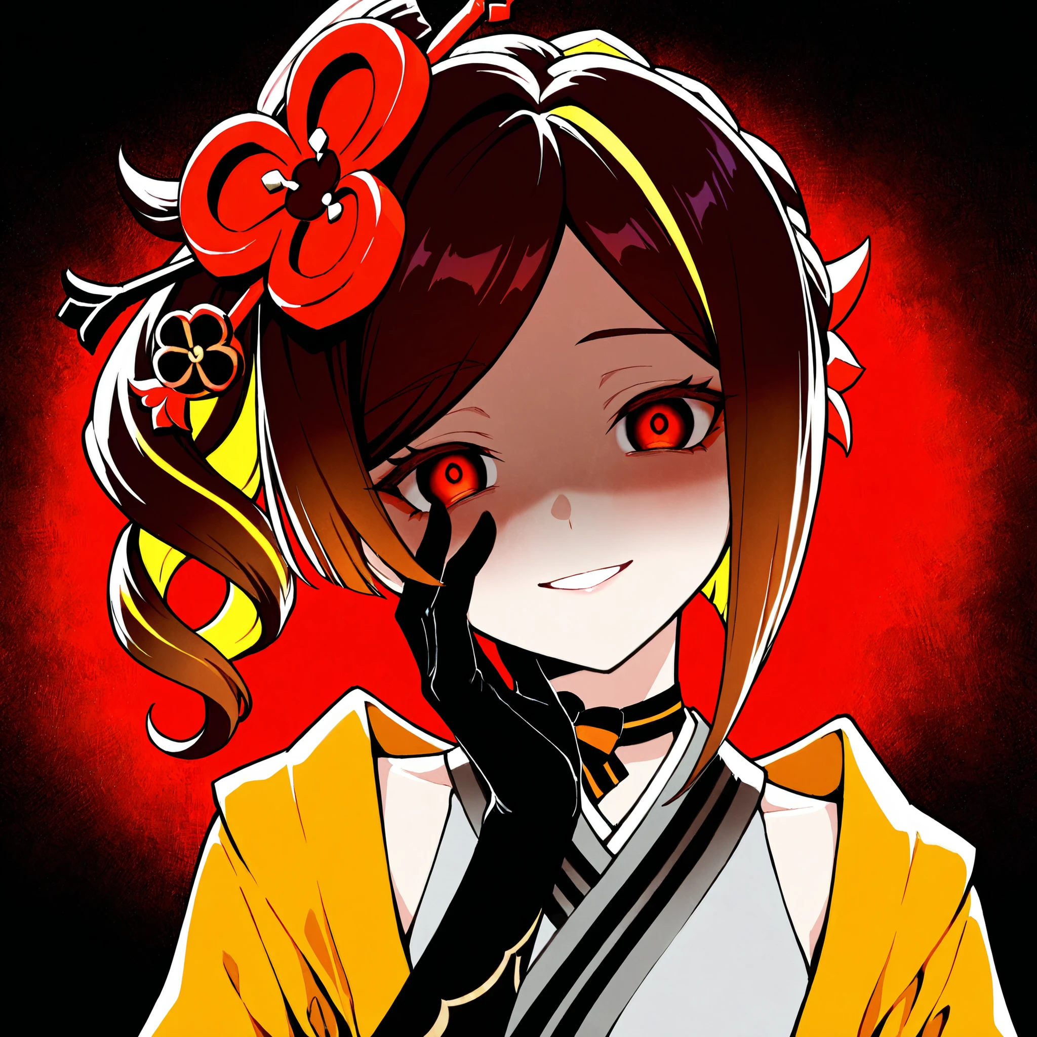 1 girl only, Chiori, from the video game Genshin Impact, plano retrato, Yandere's face, eyes yandere , smile Yandere