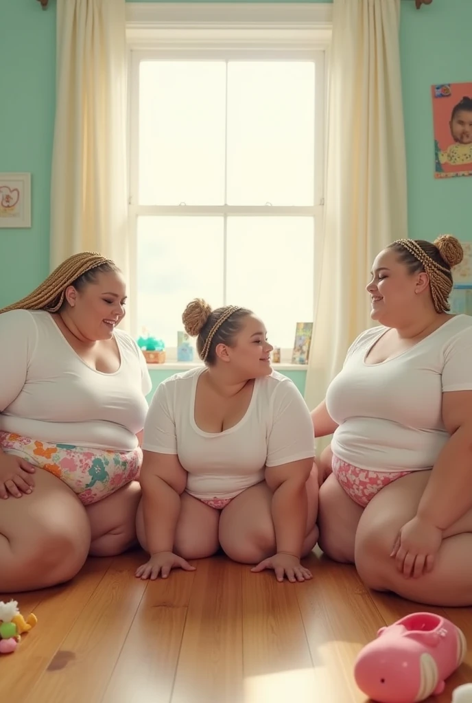 6 hot chubby innocent young European 18 year olds having a fun in tank top shorts outfits,bbw, chubby face, brookemonk, laughing together while studying, sexy, beautiful girl, innocent, detailed pupil, expressive eyes, makeup, real photography, modern look, Real photography (Realisitc:1.5), (blond hair)