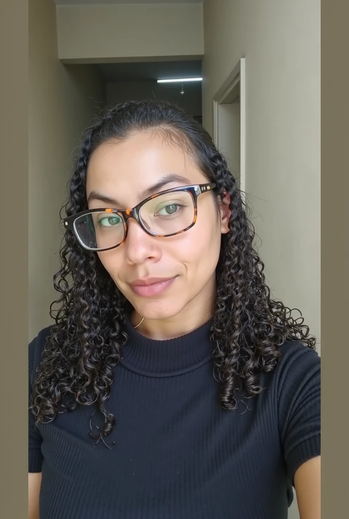 There's a woman with glasses standing in a room, Mulher de 30 anos de Cuba, wearing thin large round glasses, uma mulher muito macular no branco, woman with rose tinted glasses, wearing reading glasses, foto de uma mulher negra, Aida Muluneh, Foto de uma mulher, 3 5 year brazilian mother, 3 0 anos mulher, retrato de rosto completo