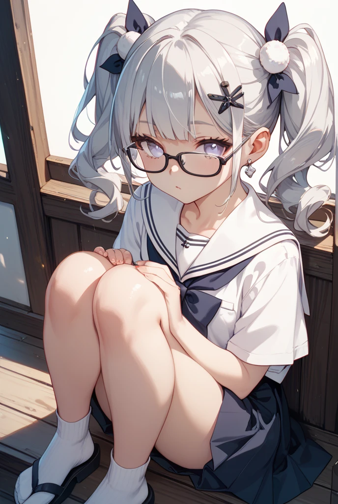 (masterpiece、highest quality、highest quality、Official Art、Beautiful and beautiful:1.2)、(One girl:1.3)Hatsune Miku、Twin tails,Beautiful breasts,(Master Parts), Better Quality, super high quality, Complex, (Very detailed CG Unity 16K 壁紙), Ultra-detailed, perfectionist, High range, 8K Ultra HD, Ultra-high resolution, Ultra-high resolution, (Detailed line drawing), Very detailed, finely, Digital Art, figure, Detailed figure, (Pixiv:1.3), Official Art, figure super fine, Attention to detail, creative, Depth of written boundary, sharp, Concentrated, Sharp focus, seed, (Emotional impact, new, at last, Exceptional). ((Expressive eyes, Expressive Face)), Perfect Face, Perfect Anatomy, ((Very delicate and beautiful)), Ultra-detailed物理学, Very detailed筋肉, Ultra-detailed筋肉構造, well-proportioned body, Shiny Hair, Glowing Skin, Bright Eyes, Fine hair. One girl, Red eyes, Long Hair, Gray Hair, Side Lock, stripe, stripe separada, plump, Thick thighs, Glasses, 縁なしGlasses, semi-縁なしGlasses, Single hair bun, Medium Hair.