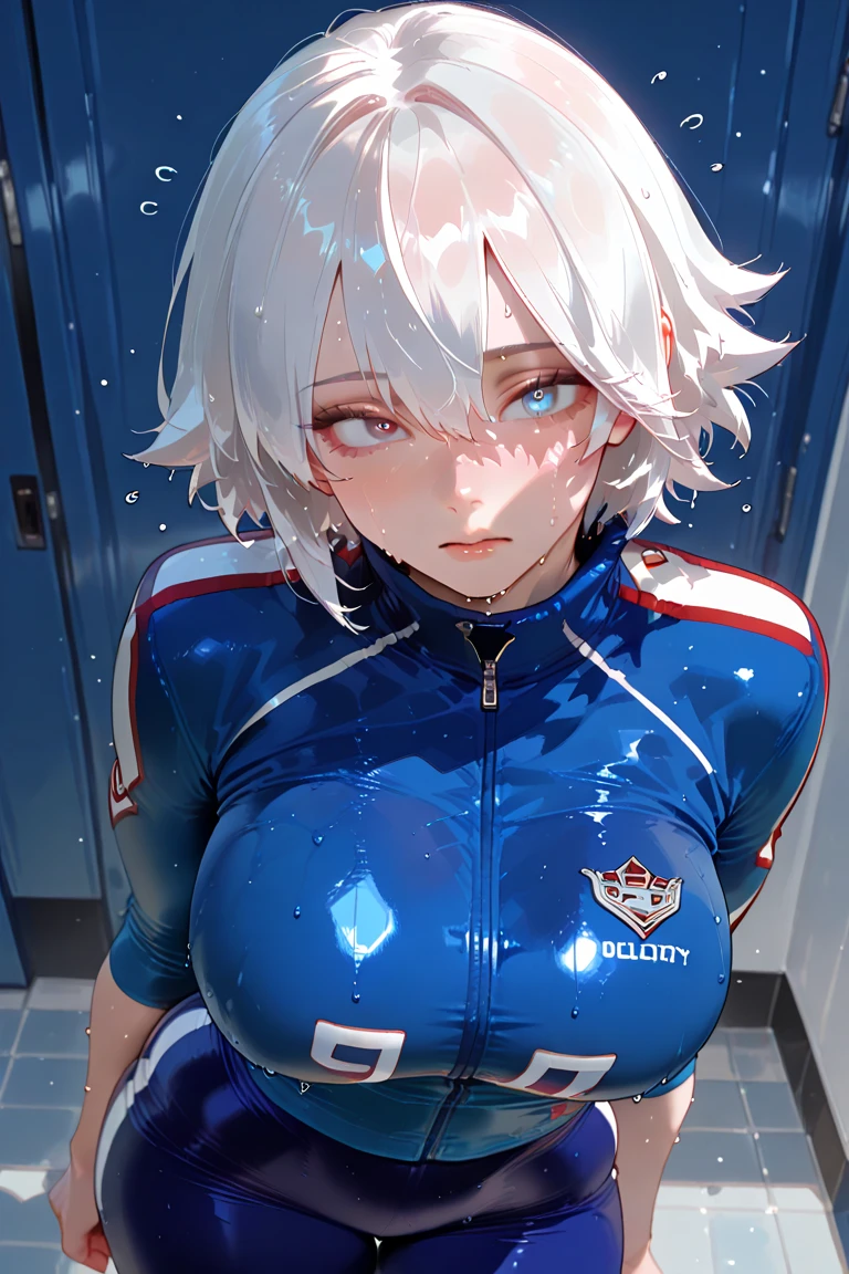 (Best Quality, masutepiece),ultra detailed photographic,1girl in, Women's ice Hockey Player ,Large breasts,nice legs, At the ice hockey venue,Detailed beautiful face,Beautiful eyes,detailed hairs,detailed clothes,Detailed realistic skin,Cool,Dynamic Angle,