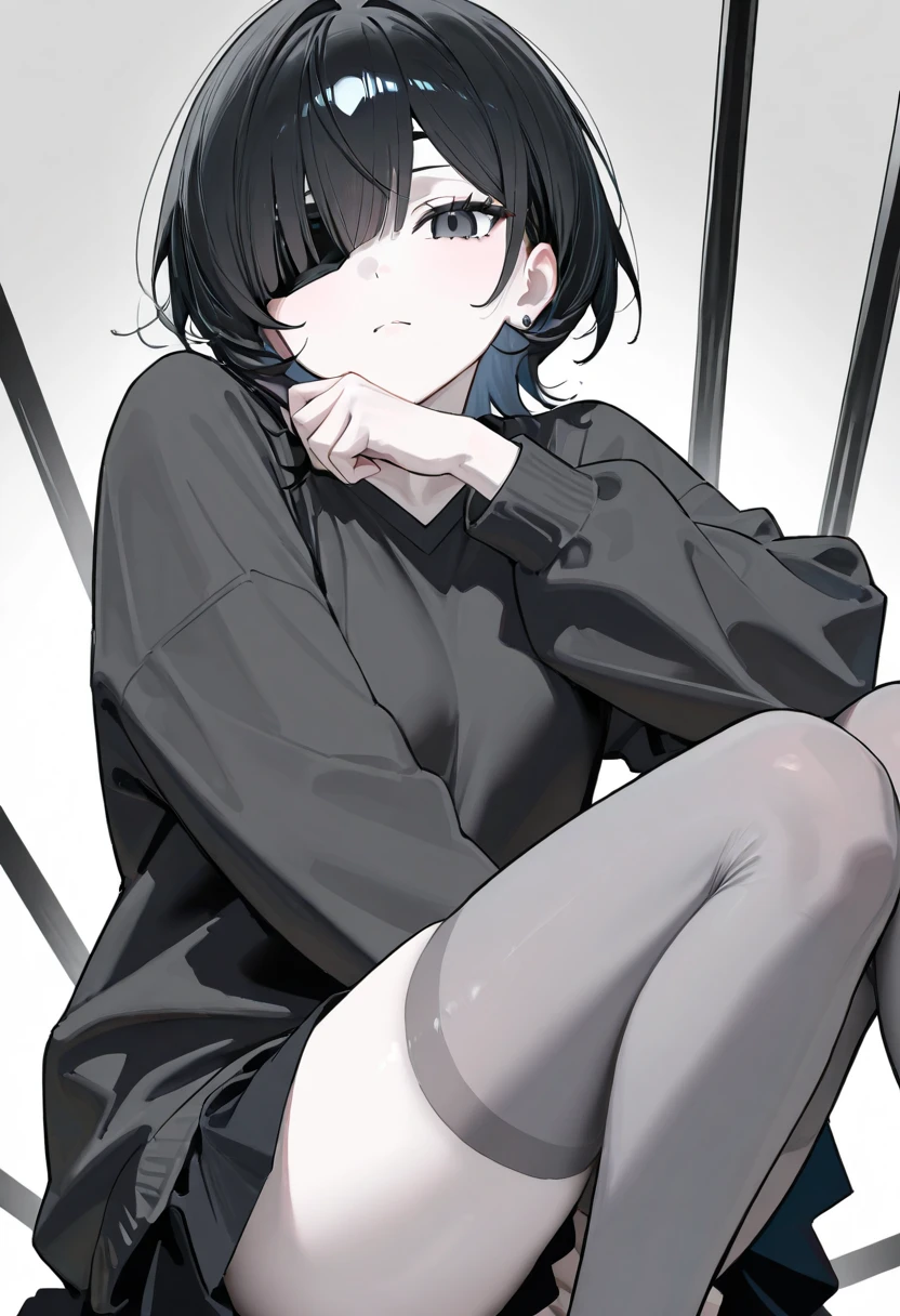 A girl with short hair black hair black eyes