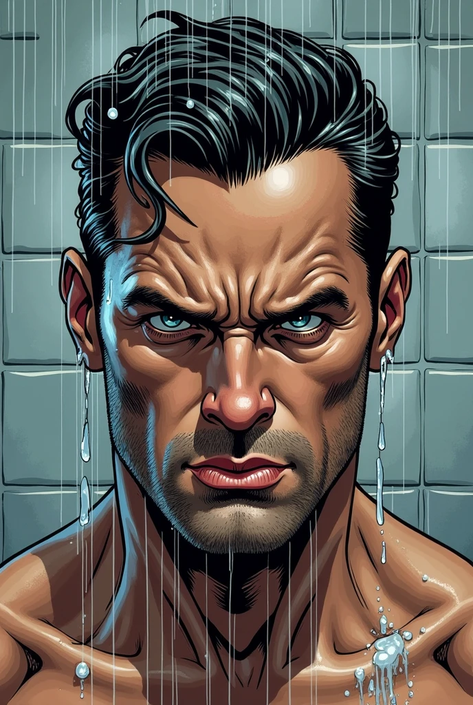 Leyendecker-style lustration: full-length drawing by naked Sean Strong - 29, 6'1", 205 lbs, cos, similar to Henry Cavill,, For inspiration, beutiful, but not the material of the model, Dark brown hair, Almost black pool of eyes, Constant five-hour shadow, pouty lips, marine, MARSOC Artillery Sergeant, Head of Operations Department of Divisions, wounded while escorting Iraqi security forces in north-central Iraq. Three Higher School of Applied Sciences. (Cannon gunshot wounds) Shattered middle of the left thigh, Shattered right clavicle, and the bullet touched the jawline on the right side of his face and tore off the lobe of his right ear. At Pacific High School, San Bernardino, California, He had an A 3.7 GPA and was a quarterback on the football team. San Diego State University, He specialized in linguistics. He is fluent in Spanish, Arabian (Accent in Mesopotamian), and Gaeilge (Not offered at school, I studied it on my own) In honor of his ancestor. He played football for the San Diego State Aztecs for four years. Then, How he got his