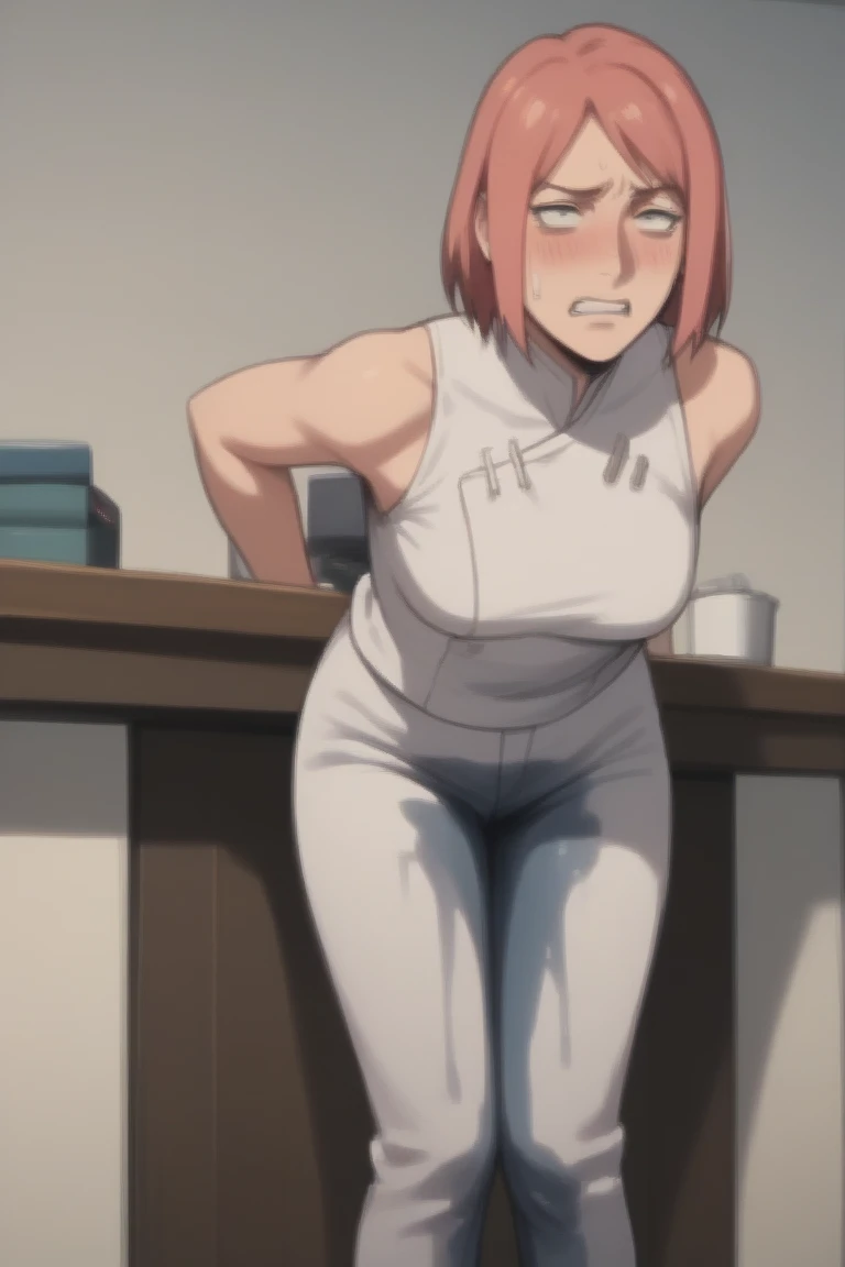 alone, One girl, View your viewers, 2D, anime, anime coloring,  hephaestus, Eye patch, white lace panties,white shirt  ,forge,blacksmith’s shop,