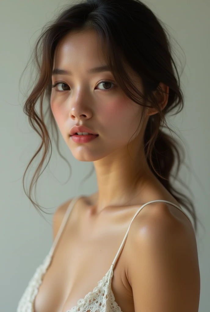(photorealism:1.2), beautiful assiatic woman, without clothes