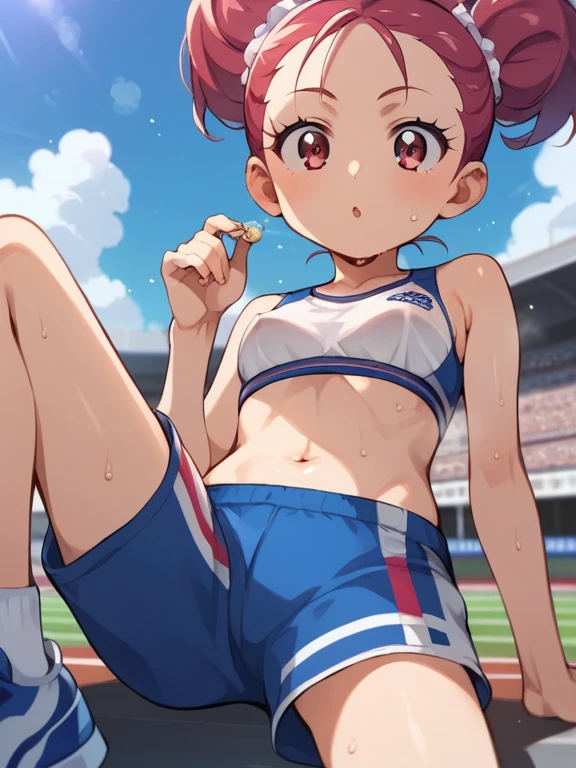 {{{masterpiece}}}, {{{best quality}}}, {{ultra-detailed}}, {illustration}, {{an extremely delicate and beautiful,high resolution, ultra-detailed,,perfect face,slender perfect body, Tight belly,Toned buttocks,Constricted waist}},,(((1 girls to 100m run start))),(painful face), (wear a headband),yo,((pink:-1.5) ,(red:-1.5) ,(blue:-1.5) hair), (braided short hair), (braided long hair), shy daughter, short stature, small tits,(flom track and field), (fashionable track and field athlete),(bike shorts), small tits, (wet:1.2), track and field,((very wide shot ))