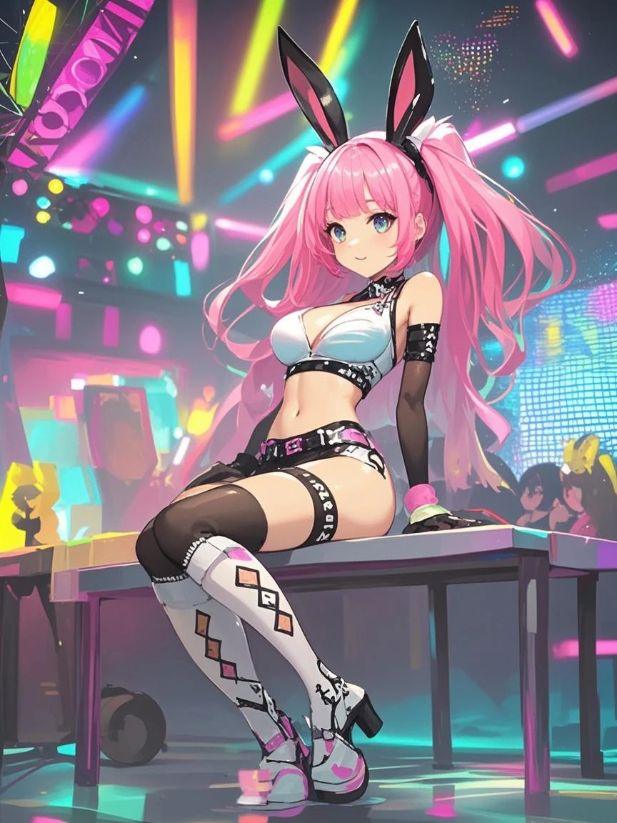 Being fondled by a group of black people,1 girl,Super delicate skin,Radiant Skin,Moist oily skin, devil smile,Huge Chest,Chest,Vibrant colors,masterpiece,best quality,Extremely detailed,high resolution,concentrated,Nightclub,Look at the audience,12 years old,Change,((masterpiece、best quality、Very detailed)、((A girl))、blond,Dark skinned hottie,Pink leopard print underwear,Hip-baring mini skirt,Gold belt,Tattoo,,Reverse Bunny Girl、Pink Eyes、((There are many piercings))、((Big Chest))、Cowboy shooting、Shooting from above、Purple light strip,((best quality)), ((masterpiece)), (detailed), (character focus、Chest Focus,whole body), Thick Legs,Side Ponytail,Long hair,curls,Double tail,Thick thighs,Huge breasts,Half Chest Exposed,Fascinating three-dimensional,Fascinating three-dimensional,Fascinating three-dimensional,Whole body soaked,Shortness of breath,Bright Black