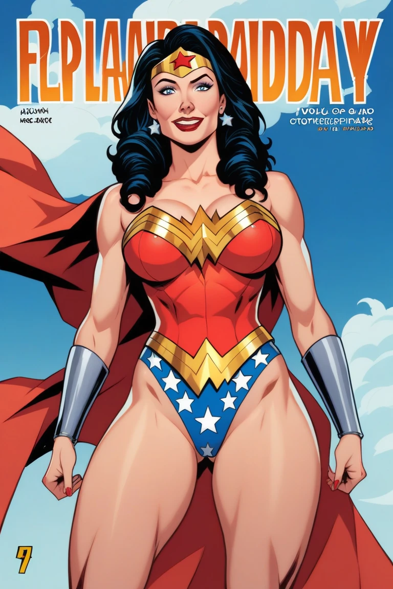 score_9_up, score_8_up, score_7_up, wonder woman, with medium breast, lean body, wearing strapless mini bodycon dress, upskirt, skirt lift, cute panty visible, wearing panty, looking at viewer, attitude