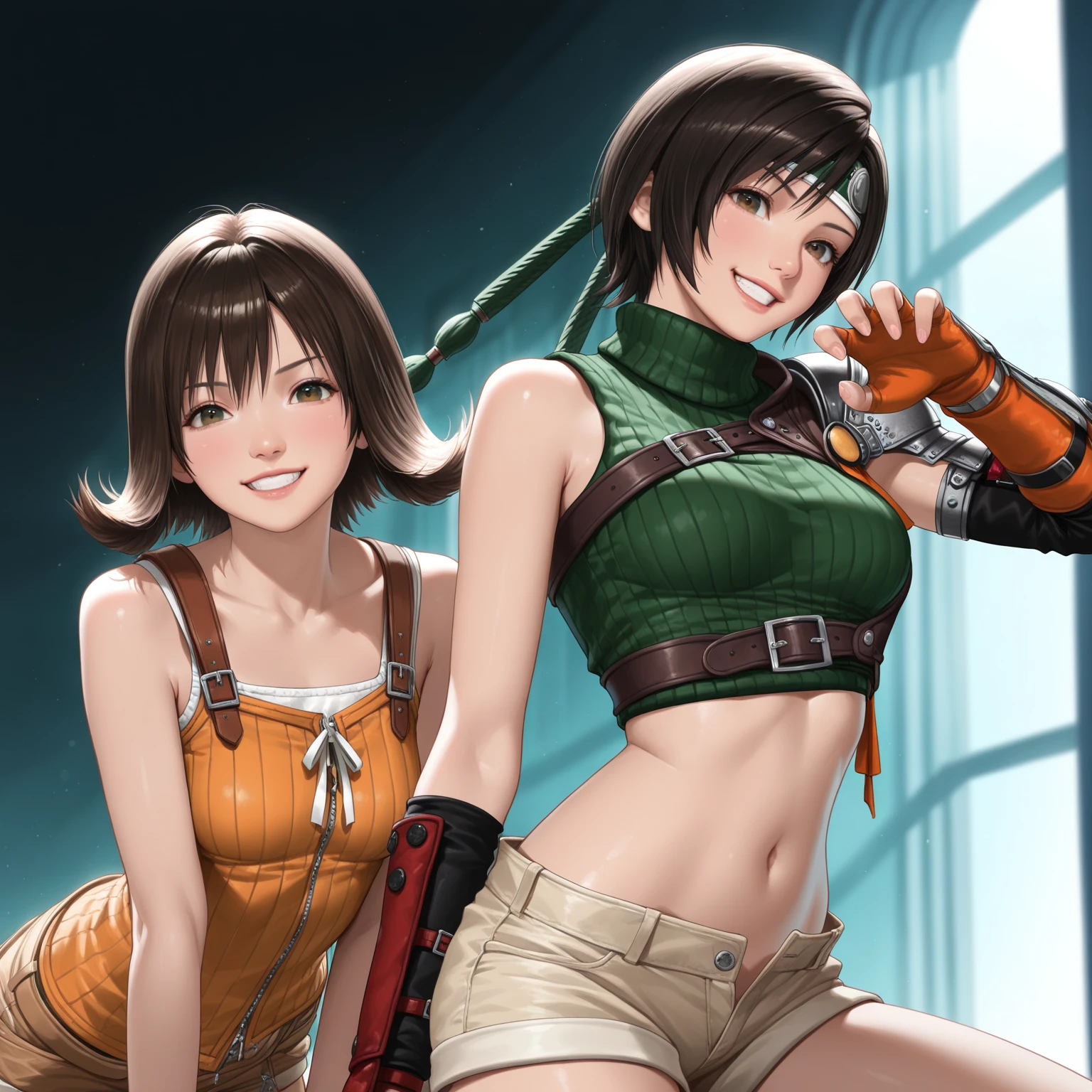 Rebecca chambers attractive huge breasts thick lips tight military outfit wearing red bandana on head in city night snowing holding medkit