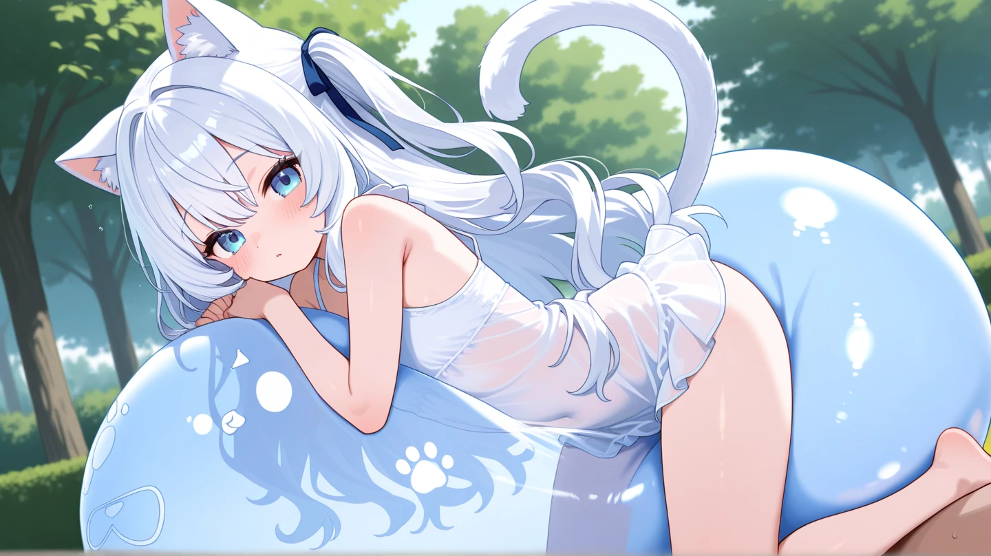 on the ((opposite side of the glass)), translucent glass, woman's ((butt is pressed against the glass)), nanachi \(made in abyss\), nanachihat, nanachipants, blush, blushed face, happy face, 4K, blushed face, (((Best quality, Masterpiece))), detailed, ultra detailed, looking at viewer, ultra high res, sfw, bedroom, indoors background, erotic pose, best anatomy, good anatomy, SFW, female butt, breasts --auto