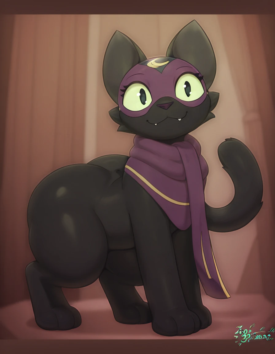 (high quality): (1 girl): cat girl, black fur, feline green eyes, short curly hair, opening your legs, showing her naked vagina, smiling, breast coverted and furry, ahegao face, Black fur and skin