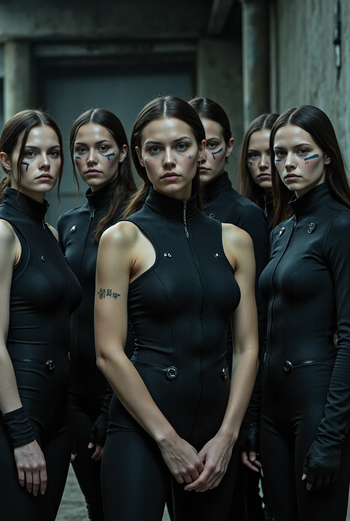 a group of "Westworld" type androids with blank features