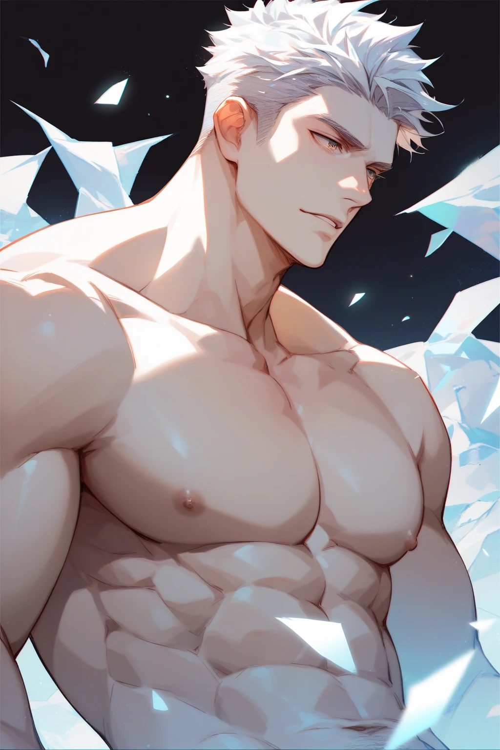(masterpiece, best quality),Male children,nakeness,Short bright blue hair,A young boy with,younge boy,???'s face,adolable,infancy,Young age,Short round face,Flat chin,children's,infancy,(???'s face),Land of Crystals,ice field,Pink belly hair,Pink chest hair,Pink pubic hair,Young age,Flat chin,Fine face in detail,Clean skin,White men's briefs,musculous,Short bright blue hair,Bright Hair,White eyes,Keep your eyes wide open,nakeness,Very narrow low-rise white briefs,White briefs,Pectoralis abdominal muscles,Broad body,Strong and well-developed muscles,Shimmering like a diamond, it shines like a crystal,Bright and vivid colors,(depth of fields:1.2),Positive audience,looking at viewert,the night,Holy,Light-sensitive,byself,Sit on the crystal,spreads her legs apart,Close-up Shot Shot