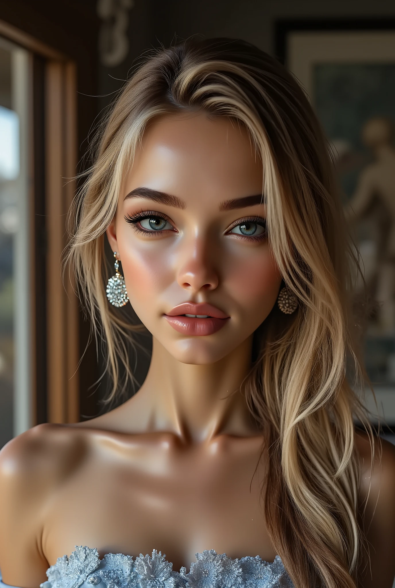 [Style: "masterpiece, realistic, (photo realistic Realism), ultra-detailed, Hyper high resolution"] (Key Directive: - ("The priority is the anatomical accuracy and texture of the materials" - "Ultra-sharp human eyes with biological accuracy"), (ultra realistic texture details: velvety skin, hair), professional photography, (anatomically correct), (perfect female body:1.4), fashion model, ((best highest detailed realistic dark brown_eyes:1.3)), ((super realistic sharp-eyes:1.2)), (tired and sleepy and satisfied:0.0), perfect round eyes, (very detailed lips: 1.21) a fairytale-like picture , beautiful princess님, full body photo, A well-drawn fairy tale, beautiful princess, , a fairytale-like picture , Detailed description, A well-drawn fairy tale, Vivid expression , Detailed facial features, Luxurious Outfit, colorful jewelry, graceful posture, Fantastic Backgrounds, magical atmosphere, Sophisticated contrast treatment, Detailed texture expression, Precision drawn with expert craftsmanship, Vibrant colors, Detailed texture expression,(Rendering engine: "Unreal Engine 5 path tracing, 16K texture maps") ("Priority is anatomical accuracy and material texture") (front view,pov full body front shot),from above "