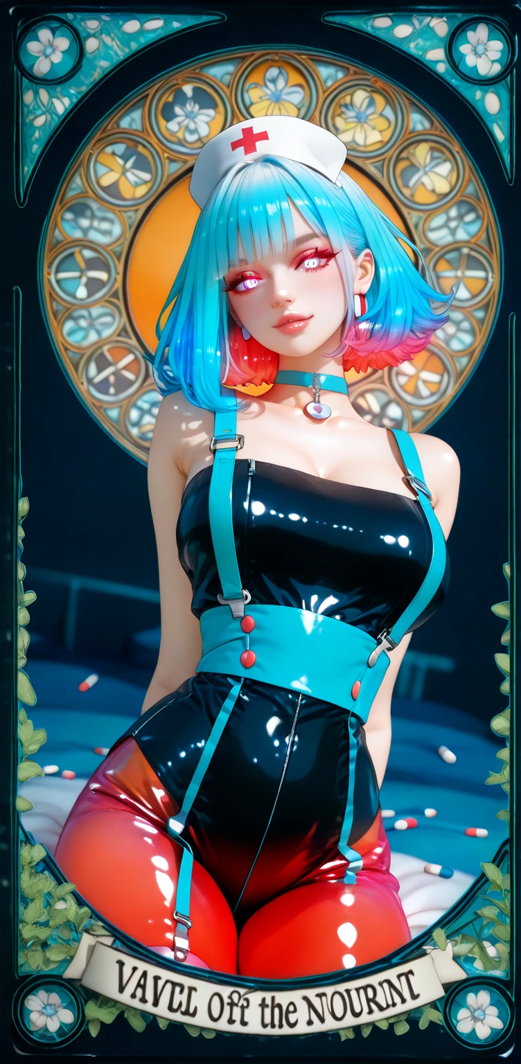 (ultra realistic,32k,RAW photo:1.1),(high detailed skin:1.1), 8k uhd, dslr, high quality, film grain, (makeup, mascara:1.1), lips,(thick\lips\),
(shiny glossy translucent clothing:1.1), <lora:aqua_(kingdom_heart)_v1:0.5>aaaqua, short hair, blue hair, blue eyes, medium breasts, turtleneck, harness, blue shirt, detached sleeves, corset, black shorts, waist cape, black thighhighs, <lora:add_detail:0.75>, huge breast, (upper body:1.2)
Pretending to be stuck in a large bubble,
(busty:1.1) , (chubby:0.1),(holographic:1.2),<lora:LowRA:0.4>, dark theme, arcane bazaar, mystical market, exotic artifacts, hub of magical trade