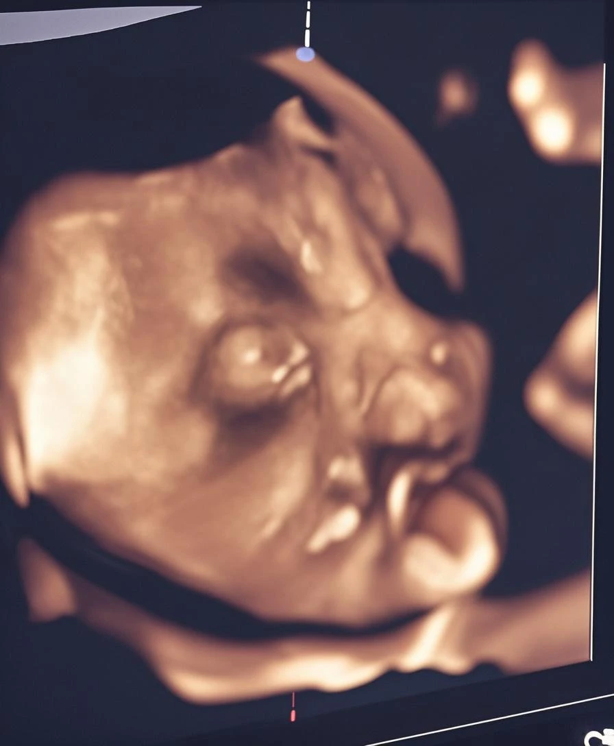 Create the image of the baby boy after he is born, being a mother with black hair and a father with light brown hair.