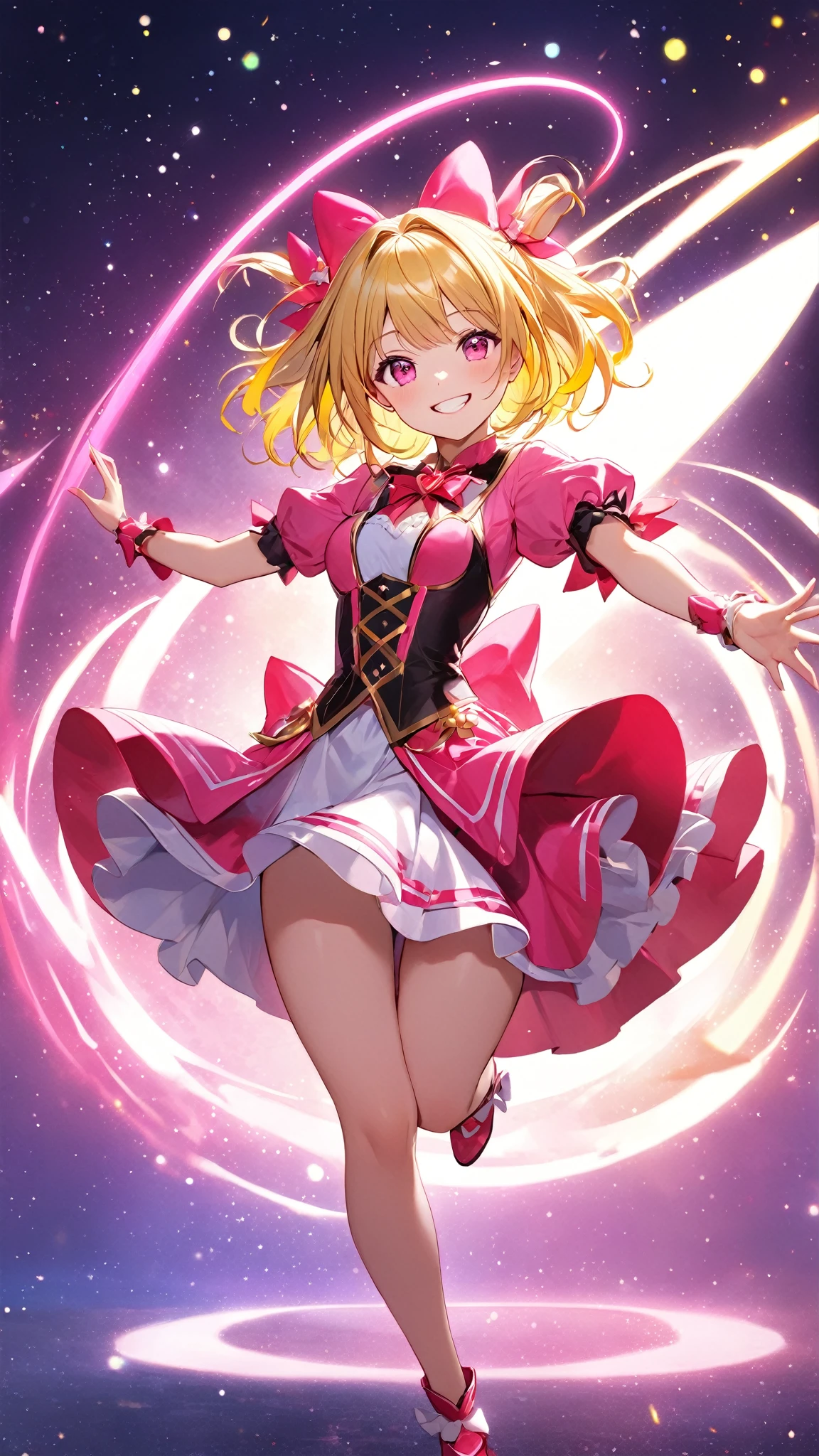 (cosplay de coelhinha Egirl),(pensa em uma pose sexy, provocante, acentuando as curvas),(fundo noturno, soft-lighting),(alta resolução),(foco no rosto),(makeup marcante, seductiveexpression),(cabelos coloridos: rosa, azul, roxo, ou verde),(bunny costume with bow on head),(olhos brilhantes, olhar penetrante).