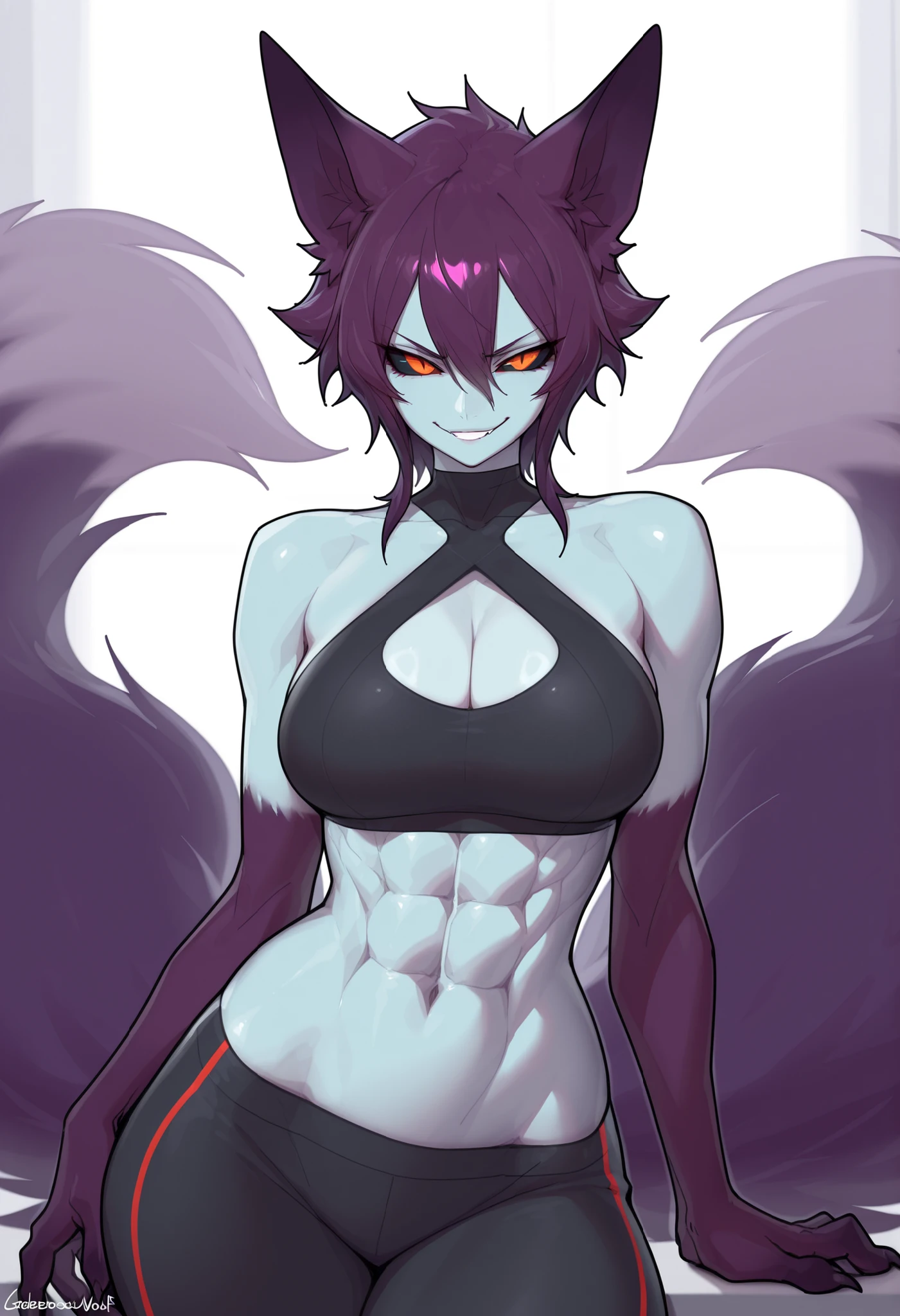 ((masterpiece, best quality:1.2),(inked original-art:1.2),(lineart:1.31)
red hair, beautiful, cleavage, (fur:1.2), simple background, (muscular:0.8), full body, black pants,<lora:lcm-lora-sdv1-5 :1> , <lora:Noblessev2:1>, (muscular:0.7)