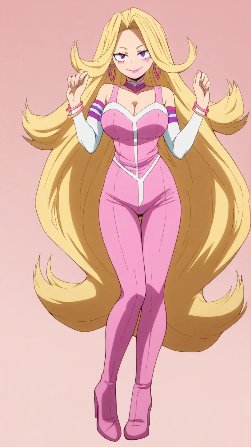 Man,One piece,Anime one piece, 20-year-old man, knee-length blonde hair, pale skin color, light blue eyes, full body, wearing a leotard with heels, big legs, small waist, yellow neon violet pink and neon colors,attractive pose,one piece,