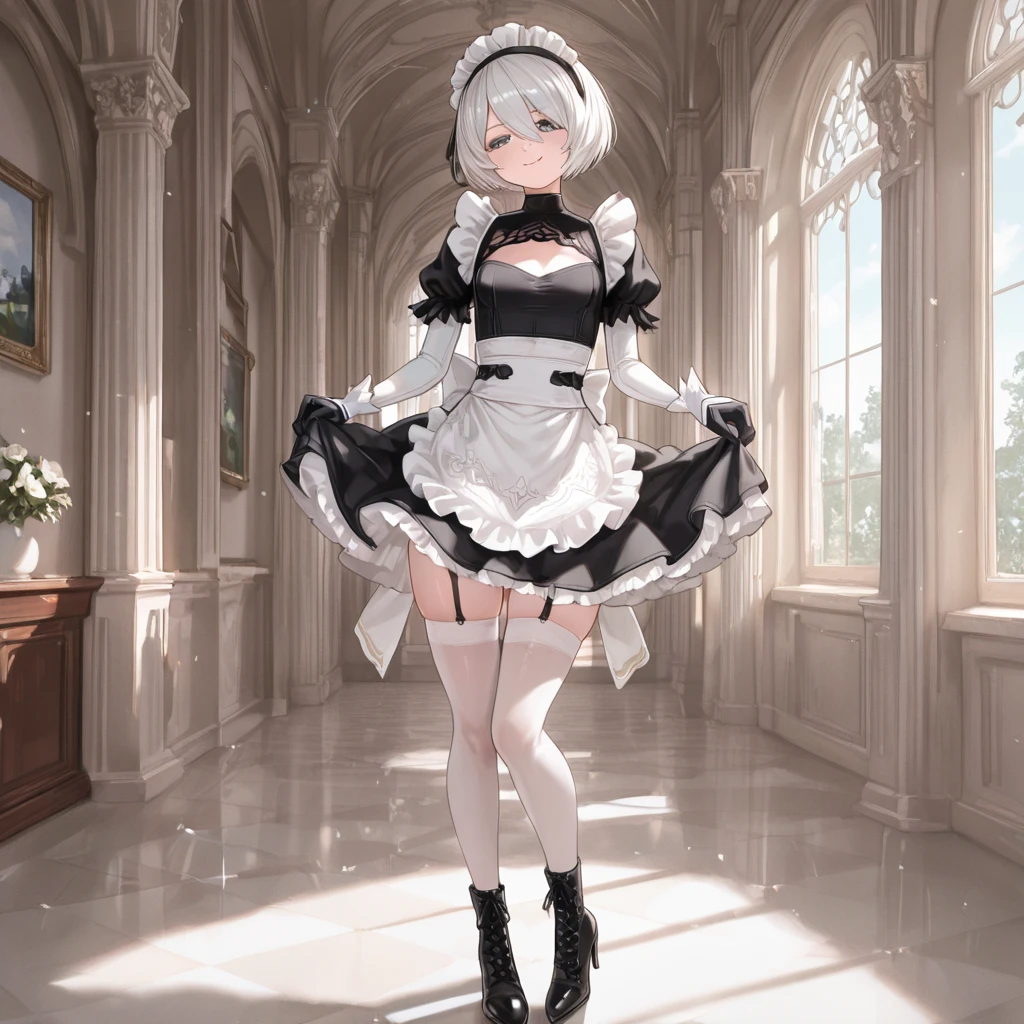 (solo Sakuya toho character standing at front of large glass windows), skinny, (open long legs wide:1.3), BREAK, (large perky breasts), (emphasize cleavage), (inconceivably thin narrow waist:1.7), short torso, thin long legs apart, arms behind back, arched back, emphasize thigh gap, BREAK, (very short maid dress) lifted breasts up, (maid dress cinches narrow waist inconceivably tight:1.7), (cleavage cutouts wide), (too short skirt:1.4), highheels, tiptoe, (pigeon toed), smile for viewer, open mouth, (orgasm), nsfw, pussy juice cascade down between legs