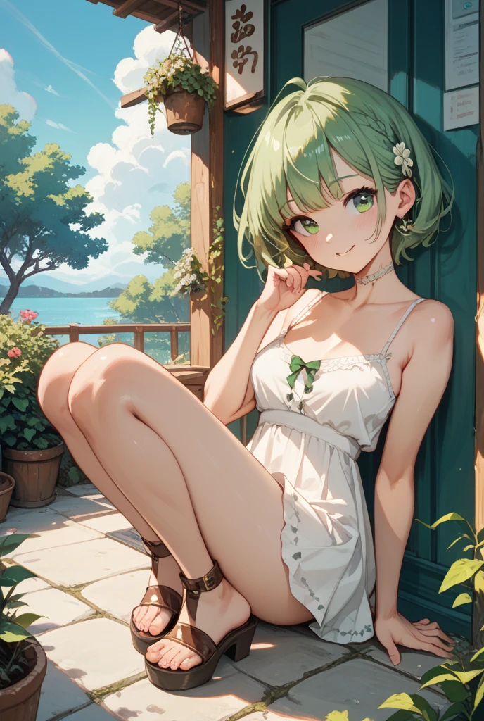  camisole、small 、can see-through、teats、female 、Nothing is worn、hiding  with hands、cute little、red blush、cleavage of the 、thighs thighs thighs thighs、、No panties、Top image quality、Crisp、ultra high detailed