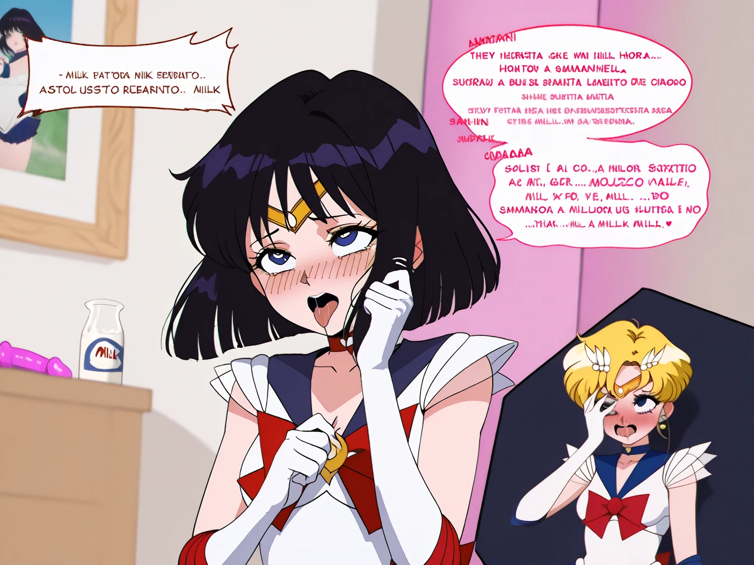 Clothes for a very small schoolgirl, Tomoe Hotaru ,sailor senshi uniform, chibi uses victim, Hotaru submits, petite, very small breasts, Hug ,Subject,They take hair ,blue eyes,embarrassed,milk ,Summarizing,Wearing tops,blushing,covering her face with her hand, Dialogue Spanish Mexico ,milk oozing from her,covered nipple,,A tall woman grabs her breasts,Ahegao, kindergarten girl, sex toys, text in Spanish, history, She runs her skirt, sexy lingerie, Voyerista,