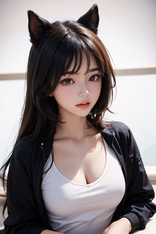 1 girl, star eye, blush, perfect lighting, redhead, red eyes, phantom engine, side lighting, detailed face, bangs, bright skin, simple background, dark background、leaning forward、big breasts thin waist、thin thighs、rich bust、Close one eye to the viewer、short sleeve、((Big eyes that shine like jewels))、Glossy and glossy skin、(medium hair:1.2)、no makeup、美しいbangs、hair between eyes、((masterpiece、最high quality、super detailed、film light、intricate details、High resolution、very detailed))、detailed background、8KUHD、Digital single-lens reflex camera、soft light、high quality、film grain、Fujifilm XT3 、shallow depth of field、natural soft light、Kamimei、Zaid G, 1 girl, fine skin, looking at the viewer, brown eyes, (bangsのあるショートヘア:1.2), (medium breasts:1.0), (medium breasts輪:0.8), (realistic:1.4), (最high quality:1.0), (超High resolution:1.0), 8K, RAW photo, (masterpiece:0.2), (Pueros face_v1:0.5)、Styled woman with red hair and black uniform posing for a photo、Close up portrait of woman with red hair and black top, Realistic anime 3d style, realistic anime art style, anime realism style, attractive anime girl, real anime girl, inspired by anime, portrait anime space cadet girl, realistic anime art style, style anime, realistic young anime girl, 美しいanime style, perfect android girl, anime style