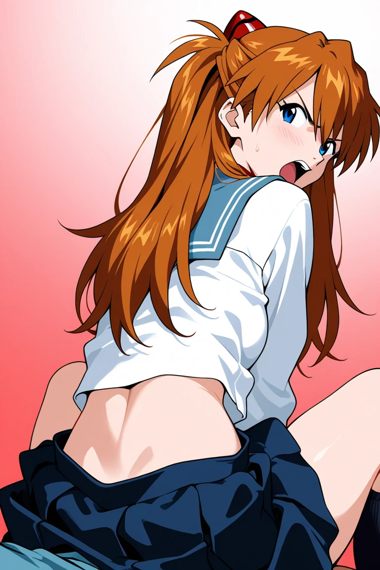 masterpiece,illustration,best quality,detailed,ultra detailed,insanely detailed,nsfw, 1girl,full body,pussy,striped, japanese, face, upper body, from below, grin, closed mouth, small breasts, narrowed eyes,pussy, skirt lift, spoken heart,white panties,panty lift Thigh,bedroom,school uniform,megumi jinno