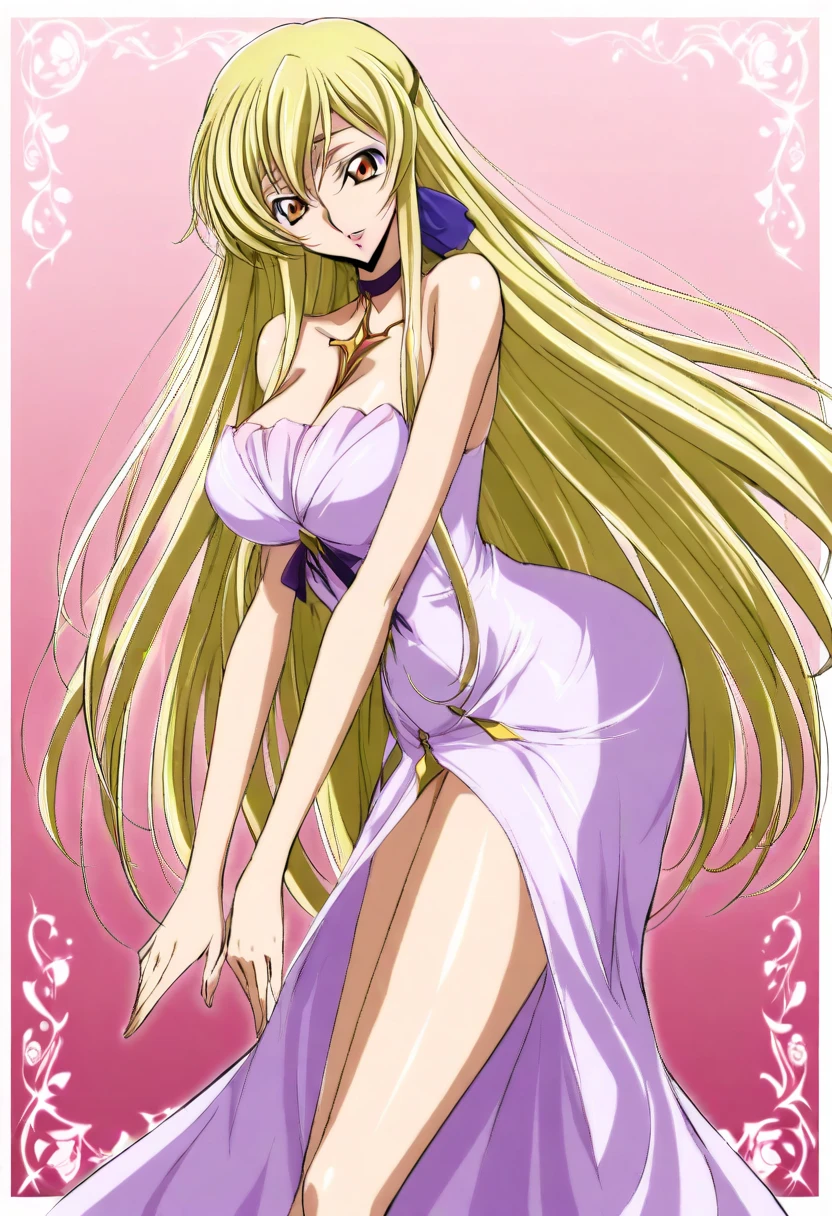Sephiria with big breasts and beautiful legs is standing in a dress.。