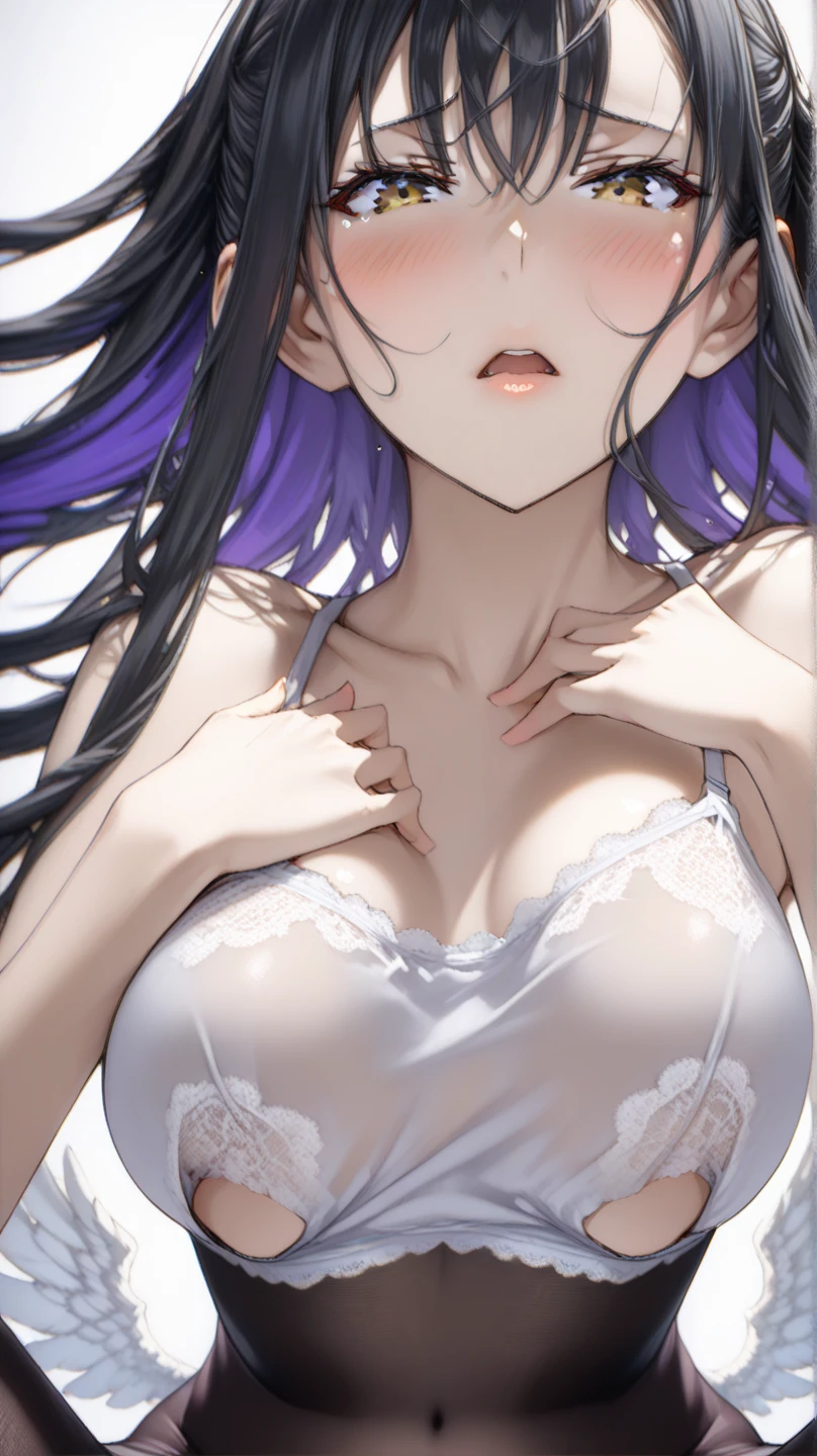 (8K、Raw photography、top-quality、masterpiece:1.2)、Illustration Touch、ultra-detailliert、超A high resolution、1 girl in、、dark brown hair、azure eyes、tiny chest、natta、on the beds、Sleeping face down、fully body photo、(((fullnude)))、((No clothes))、((((No underwear))))、((((no brassiere))))、Upbeat cheeks、half-opened mouth、is crying、pretty skin、clean legs、lare breasts、Pink nipple、opens legs