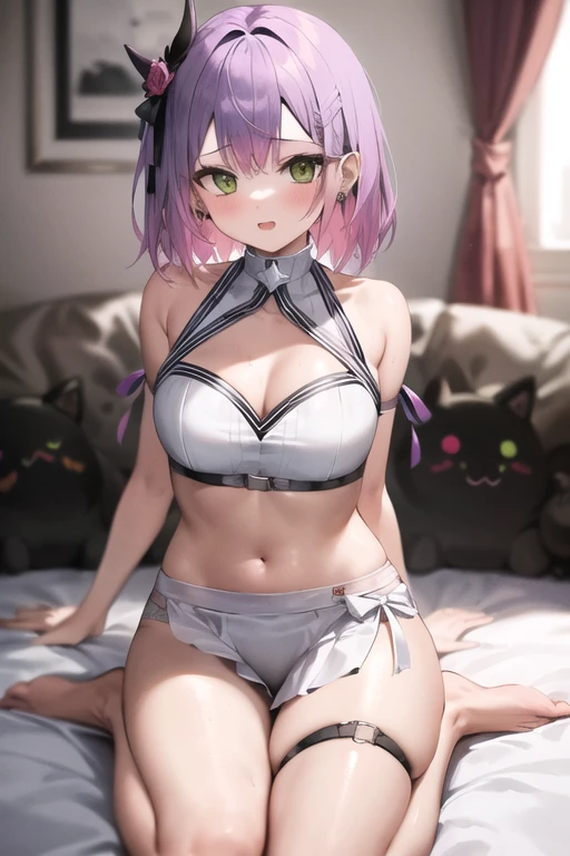 shinobu from demon slayer, hot sexy, nice legs, nice tits, wearing bra an underwear nice body. pinned up against a wall