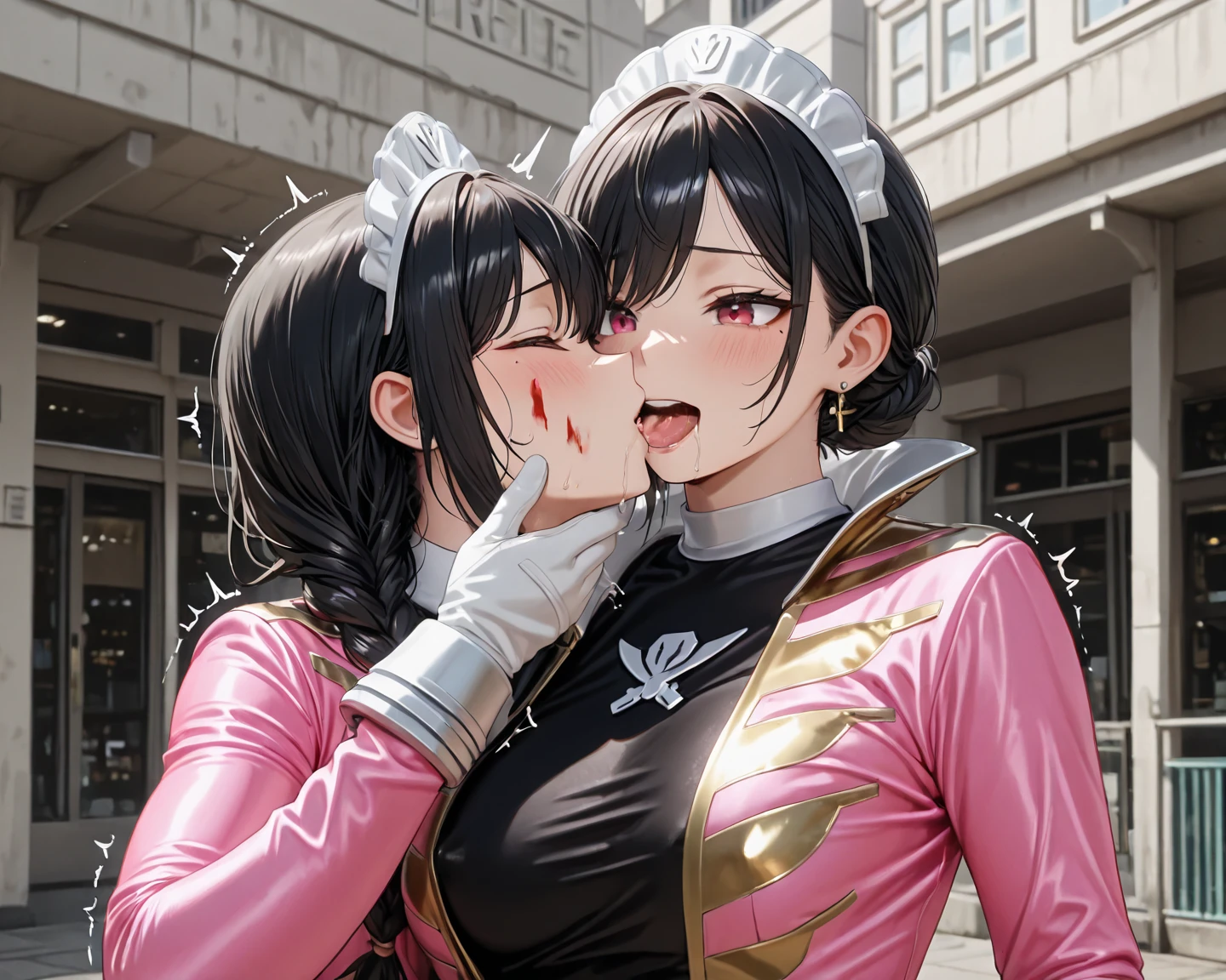 (((Highly detailed CG Unity 8K wallpaper))),(((masterpiece))), (((highest quality))), (((Super detailed))), (((best illustration))),(((ultra high resolution)))、(best shadow), (perfect background)、(2 Japanese women)、cowboy shot、(((smile)))、(((perfect face)))、(((perfect breasts)))、(((perfect body)))、((huge huge breasts))、(((short hair)))、(((black hair))),(((half open eyes 1:2)))、(((Nose hook))),(((stick out tongue 1:2)))、(((Sloppy look)))、(((I can see your nipples)))