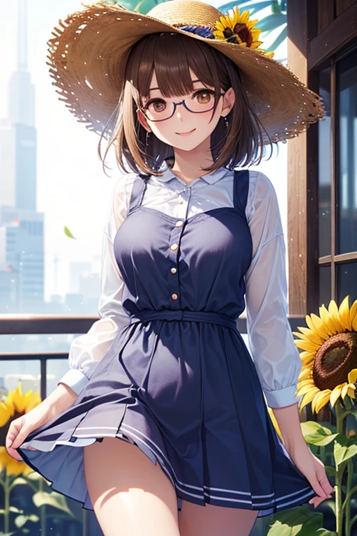 Highest quality、masterpiece、High sensitivity、High resolution、Detailed Description、Slender４５Old woman、Glasses、Thin thighs、Sit on the ground、