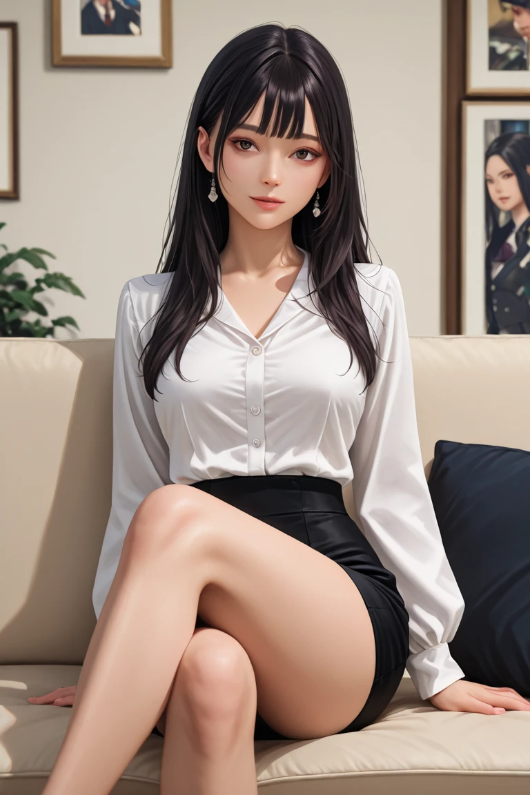 (Masterpiece: 1.3), (Maximum resolution: 1.2), (Ultra HDTV: 1.2), Cinema light, Ultra HDTV, (Detailed eyes and skin), (Detailed facial features), HDR, 8k resolution, Sharp Focus: 1.2, Perfect style, beautiful face, Perfect body, accurate, anatomically correct, highly detailed face and skin texture, detailed eyes, Dark-blue eyes, double eyelids, thin eyebrows, dropping eyes, glitter eyeliner: 1.2, natural cheeks, glossy skin, fair skin: 1.2, shiny little necklace and earrings, (glossy lips: 1.4), BREAK, first-person-view, (she is very Cute high school trainee Teacher), (Wearing a Button up shirt, Pencil skirt, high heels), (seductive smile: 1.2), ((20 years old, very Cute girl:1.4)), (wavy hair), (Light-brown hair:1.2), long hair, (Full body shot: 1.2), BREAK, ((Very intimate relationships: 1.2)), medium large breasts, ((Looking at viewer:1.2)), (lying on the couch in the back of the room:1.2), (In the Very narrow student advisory room), (from side:1.2),