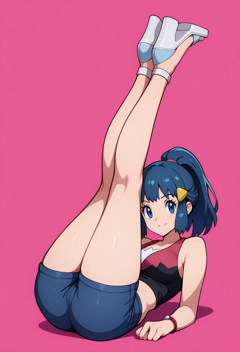 score_9, score_8_up, score_7_up, source anime, anime, animification, anime screencap, anime coloring, vivid colors, shiny skin, skindentation, deep skin, depth of field, high quality, highres, (dynamic angle,dynamic pose),
dawncheerxl, 1girl, solo, long hair, looking at viewer, smile, open mouth, blue eyes, no panties, outdoors, (((topless))), hair ornament, sky, navel, holding, blue hair, :d, sidelocks, tongue, socks, hairclip, midriff, eyelashes, leg up, pussy, white socks, red shirt, cheerleader, pom pom, (cheerleading), holding pom poms, dawn \(pokemon\)
BREAK
masterpiece,high quality