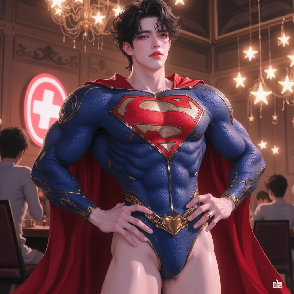 Young male superhero,White pantyhose