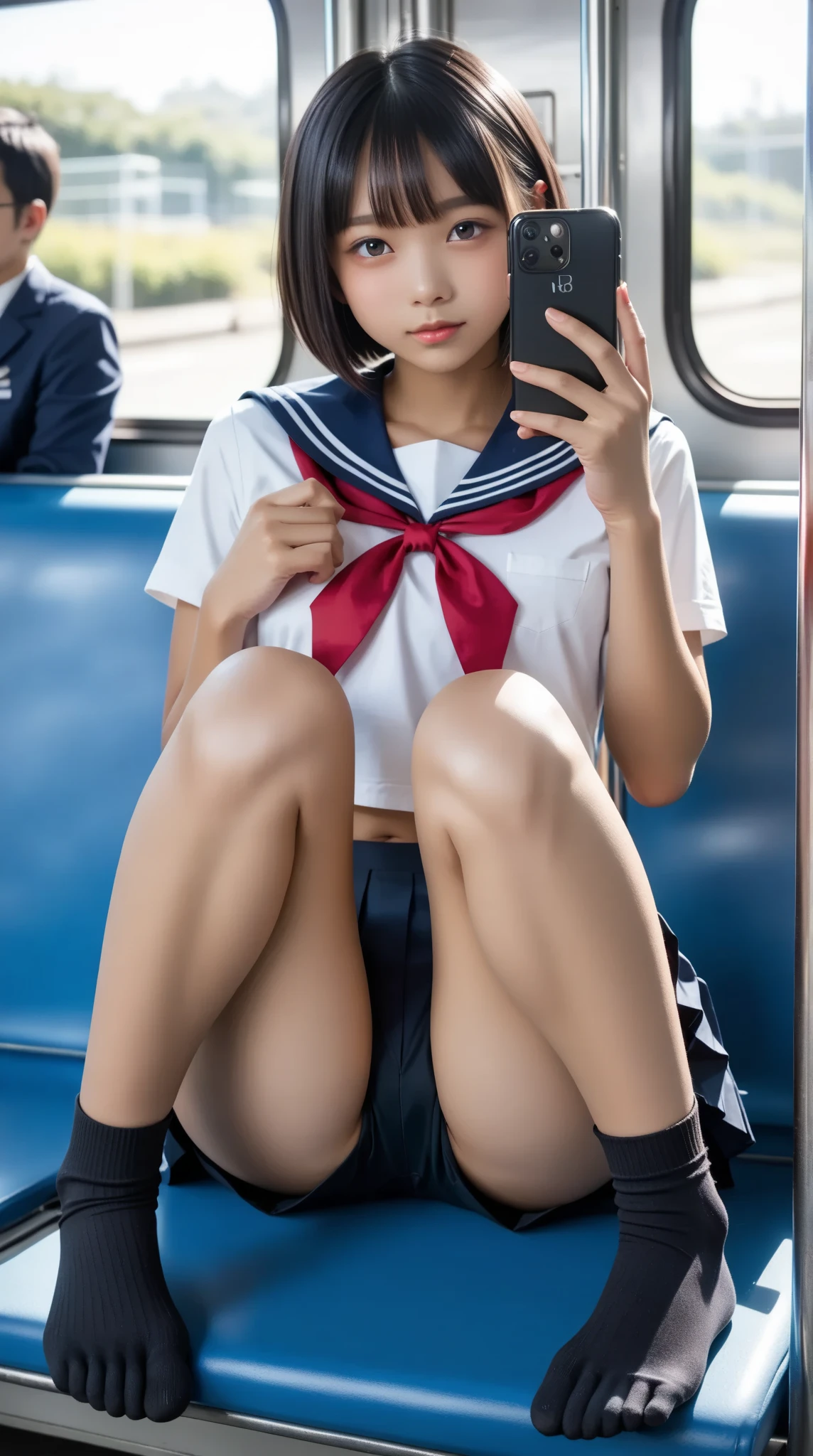 masuterpiece, top quality, perfect body, delicate facial details, facial details, full body, 34 year old Korean woman, solo、、, rough breath, crying and shy expression, open mouth languidly, red eyes, drooping eyes, golden hair, ponytail, pretty girl, (big,,: 1.3), (Sailor Moon: 1.3)), ( bitten in the crotch, Panties in the crotch, crotch line), curvaceous legs, (crotch is wet, liquid flows out from the inside of the crotch: 1.3), ((lots of wet panties, drencties)), sitting onded train, (legs spread wide)