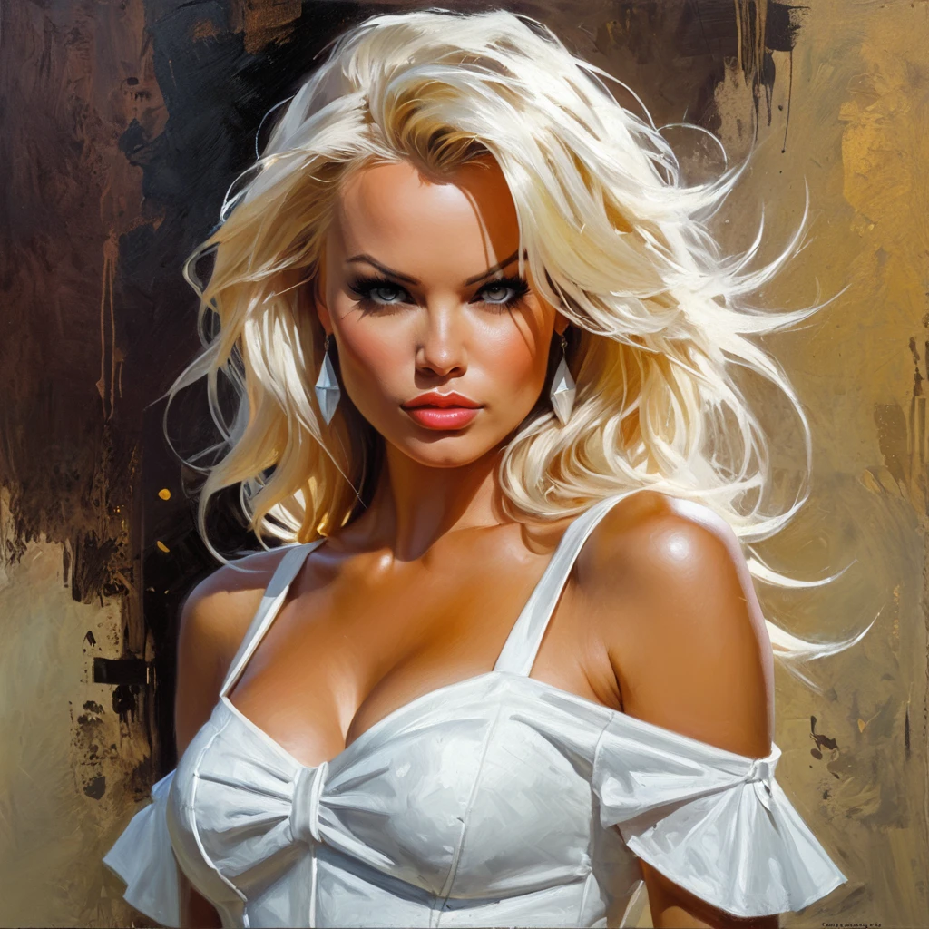 1girl, solo, full body frontal, (gorgeous woman) is a very sexy bimbo, light blue eyes, detailed eyes, topless, massive fake breasts, fake , plastic surgery, boob job, huge breasts, oversized , detailed areola, thick nipples, detailed nipples, cylinder shaped nipples, hourglass body, firm thighs, toned body, firm butt, detailed ??????, butterfly labia, camel toe, full lips, glossy lips, hyper feminine, long blond hair, parted on the side, smooth skin, leather choker with heart shaped pendant, White girl, fully naked, line art,