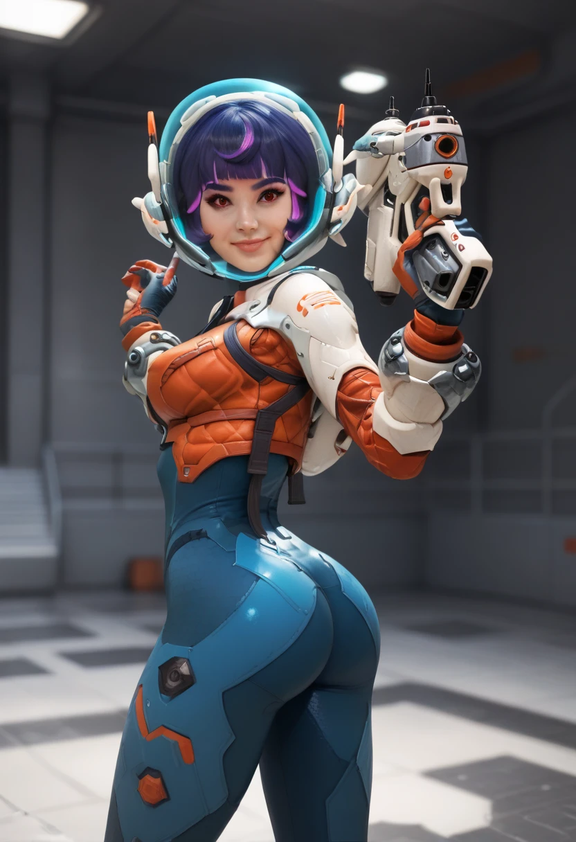 (melhor qualidade, obra-prima: 1.3), Traje espacial preto, linda bunda, prone position, Pose de costas, big ass, ass, perspectiva de baixo para cima, ((foco na bunda)), aurora, corpo inteiro, Caminhada espacial, rosto bonito e detlhado,, outer space, Saltar, Feliz, sorrir, rindo, space station, Floor Visor, de custos, bunda grande, bunda grande, Preparando