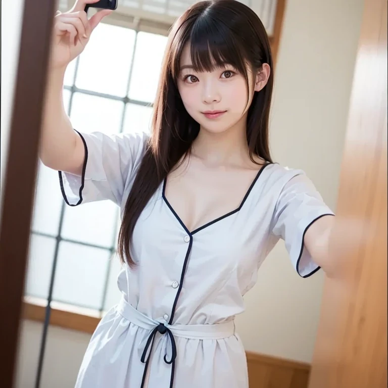 Japanese female, (underweight), (flat chest best quality:1.5), (cheerful grin:1.5),
watercolor medium, from below, outstretched arms, 30 years old, disheveled hair, (graceful full dress), ((only suspended staircase)),