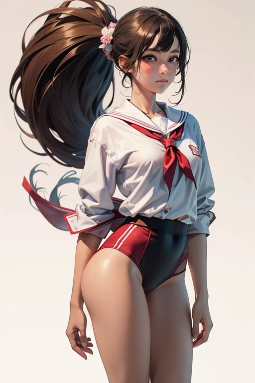 ruanyi037, 1girl, skinny, narrow waist, aqua hair, gray dreadlocks, hair between eyes, orange eyes, medium breasts, thighs, knees, (freckles:0.7), makeup, red lips, (sweat:1.1), (school uniform, Slingshot swimsuit), cameltoe, jewelry, cowboy shot, standing, (straight-on:1.2), thigh gap, outdoors, baseball stadium, realistic skin texture, detailed background, beautiful and detailed artwork, <lora:add_detail:0.5> <lora:Swimming Lesson 6_v1:0.8>
