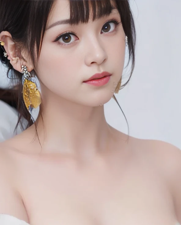 Fairiy with a Japanese face, ((best quality)), ((masterpiece)), (detailed), realistic, photo, ethereal beauty,cute,(black hair:1.1), (black eyes:1.1),Light colored dress,(transparent fairy wings:1.2), exquisite and beautiful face, exquisite collarbone, seductive and delicate collarbone, charming fragrant shoulders, shoulders slightly exposed,peach Red lips,(smile:1.2),belly button,pale snow white skin, pale milky white porcelain skin, (smooth translucent white skin:0.4)