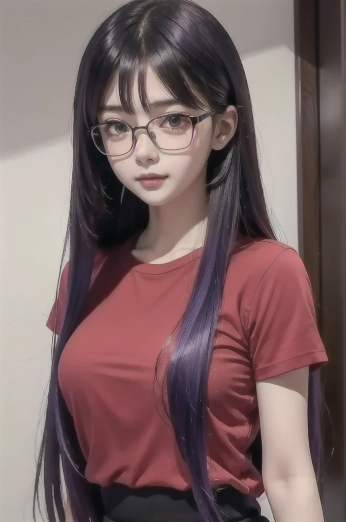 (真实感), red-haired girl with a red lock, with a red streak, holding a folder