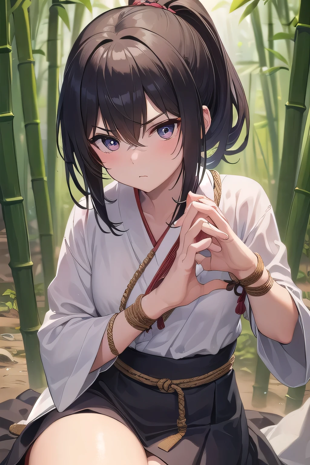 (( Fleet Collection、Kantai Collection、Yao)),((Nude))、woman,Cowboy Shot, ((white background))) 、Best image quality, high quality, The background is clear,きれいなwoman, Japanese, detailed, detailed eyes, detailed skin, Beautiful Skin, 超High resolution, (reality: 1.4),とても美しいwoman, A little younger face, Beautiful Skin, thin, (Ultra-photorealism), (High resolution), (8K), (非常にdetailed) 、(Beautiful and detailed eyes), (非常にdetailed), (detailed face), Displaying the viewer, Fine details, detailed face, smile,Straight,Looking Ahead, StraightLooking Ahead, Photo Real,Hairstyle: ponytail、short hair,Brown Hair、smile、Very delicate body、Very flat chest、hair over one eye, from below,prison,prison,(((torture))),handcuffs,Bondage、((((Tied up with rope)))),(((((((Hands hanging from the ceiling))))))),(((((((get caught))))))),Are crying,