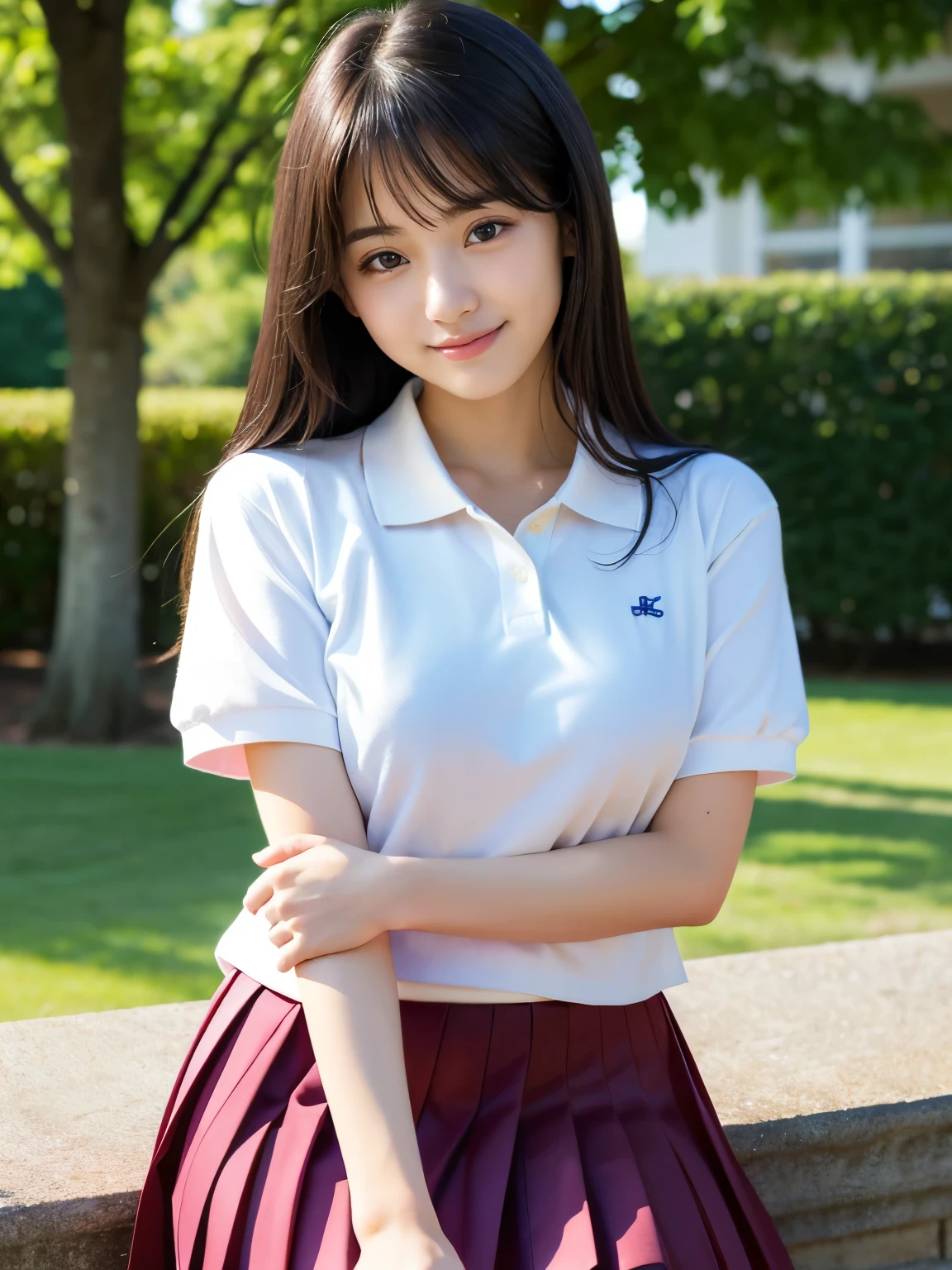 Photo quality,Masterpiece,Realistic,(Cute 16 year old Japanese sister:1.9),(Detailed young face:1.9),(Very embarrassed look:1.9),(Thin legs:1.9),(Waiting at the playground:1.9),(Cute high school girl outfits:1.9),((Droopy eyes:1.9)),((Body type of a 16 year old girl,Small Tits:1.9)),(Smooth straight hair:1.9),((Skinny Legs)),Very pale skin,Show your forehead,Detailed body,Detailed hands,No makeup