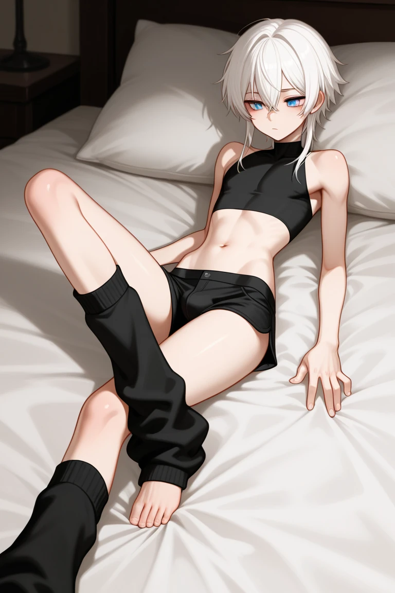 absurd, highres, ultra detailed, (1girl:1.3),
BREAK
, Create a minimalist design, with clean lines, simple shapes, and a focus on composition and balance.
BREAK
, Creates an environment of seduction and libido where a girl explores her body in a seductive way.
BREAK
, Capture an image in low light, with minimal lighting and a focus on the subtle details and atmosphere of the scene.
BREAK
, Create a scene of a white-haired girl, with an eye patch, lying on a white bed in a seductive and sensual way.