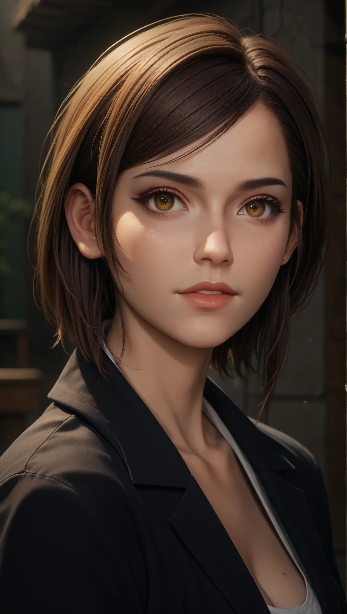 masterpiece, detailed face, highres, whipkof, 1woman, solo,looking at viewer, semi-realistic, half body, choker, whip, brown eyes